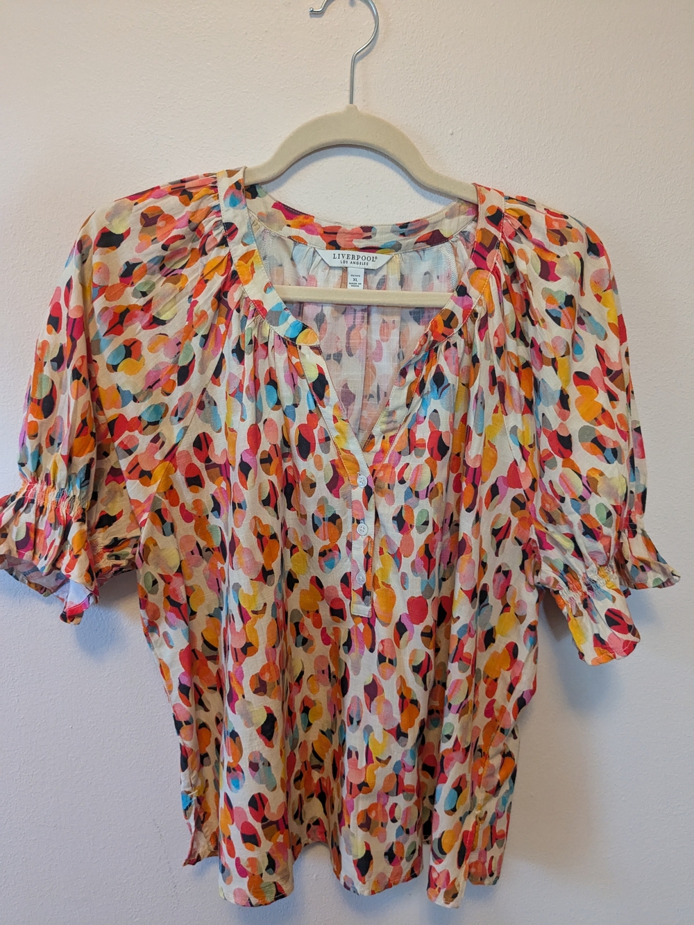 Liverpool Multicolor Abstract Dot Print Blouse